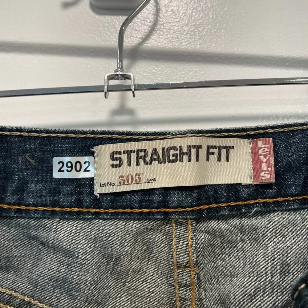 Levis 505 Straight Fit Mens Jeans Medium Wash Blue Denim 33x32